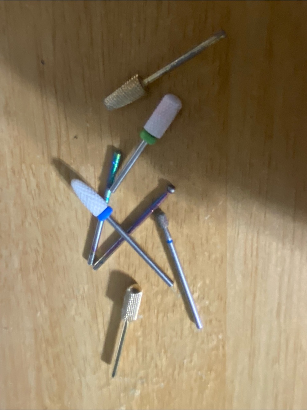 Assorted Nail Drill Bits - White, Pink, Gold Accents